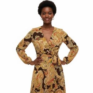 Gold Yellow Long Sleeve Wrap Sundress